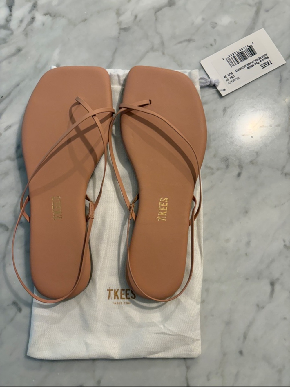 TKEES Square Toe Millie Sandals - Nude Beach